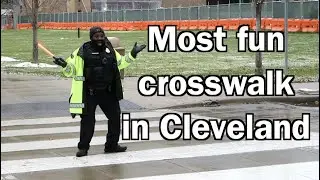 Singing and dancing at the crosswalk with Corporal Eric Hudson