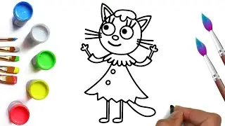 How to draw a cat Sweetheart from the cartoon Three cats, beautiful and easy drawings for children