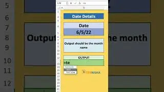 Excel Get Month Name from Date | #shorts #short