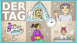 Deutsch lernen: Der Tag - Uhrzeit - Tagesablauf / German for beginners: daily routine - the clock A1