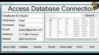 How to Create an Employee Access Database Connection with Save, Update, Delete in C# - Full Tutorial