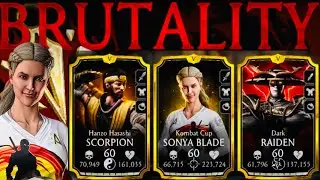 MK Mobile Ascended v Gold characters Team FW Brutality Gameplay