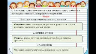 3 четверть Русский язык  Урок № 18  Развитие речи Изложение на основе плана и опорных слов