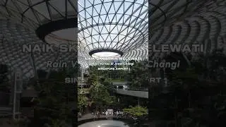 Naik Skytrain melewati Rain Vortex Jewel Changi Airport #changiairport #jewel #yesseetheworld