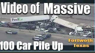 Texas Massive Pileup Wreck on Ice in Fort Worth, Texas 70 car pile up massive crash texas car crash