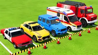 POLICE CARS, AMBULANCE VEHICLES, FIRE DEPARTMENT TRANSPORTING WITH MAN TRUCKS ! Farming Simulator 22