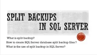 How to create SQL Server database split backup files ?  SQL SERVER - Creating Multiple Backup Files