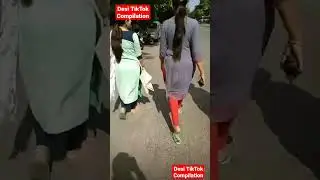 Hot Desi Tiktoker Big Back Girl Maal Walking On The Road In Tights Leggings Kameez 