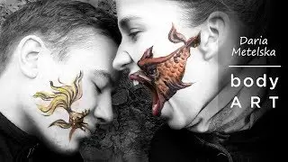 piranha and a goldfish))fine body art. Боди арт фотосессия