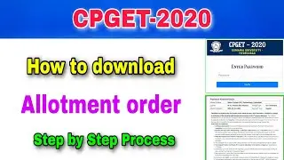 CPGET Seat allotment 2020||How to download allotment order||pgcet seat allotment 2020||CPGET 2020