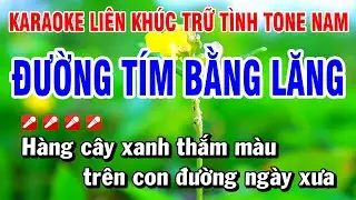 Karaoke Liên Khúc Trữ Tình Tone Nam Nhạc Sống Dễ Hát - Đường Tím Bằng Lăng | Hoài Phong Organ