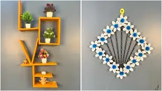 Unique Shelf and Floral Wall Hanging — DIY Wall Décor Ideas Using Recycled Materials