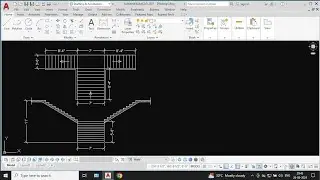 BIFURCATED STAIR IN AUTOCAD PLAN AND ELEVATION