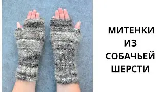 ПЕРЧАТКИ ИЗ СОБАЧЬЕЙ ШЕРСТИ // митенки вязаные //
