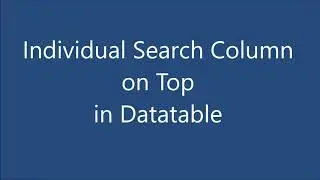 Individual Column Search on Top in Datatable | Bootstrap Datatable | JQuery