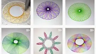 Figuras geométricas de muchos colores, hechas con un espirógrafo