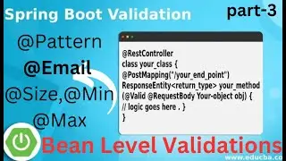 SpringBoot Validations Part3 | Email,Pattern,Min,Max and Size Validations in Spring Boot