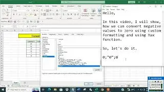 Convert negative values to zero using Custom formatting and Max function in Excel