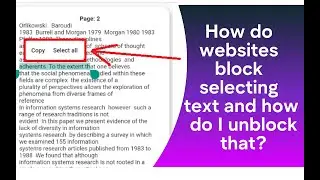 How do websites block selecting text and how do I unblock that?