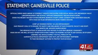 14-year-old arrested for making a terroristic threat to a Gainesville school