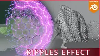 Procedural Hexagonal Shield with a Ripples | Blender Geo Nodes