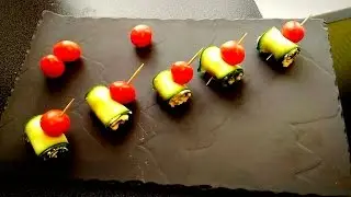 Быстрая закуска.Рулетики из огурца с рикоттой