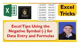 "Excel Tips: Using the Negative Symbol (-) for Data Entry and Formulas" #Rpandeytutorials