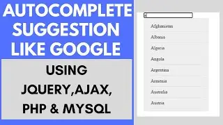 Autocomplete Suggestions using Ajax, jQuery, PHP & MySQL | Autocomplete Search Record from MySQL