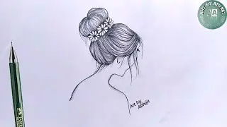 How to draw girl back side // Girl drawing  