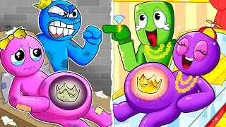 Pink Poor and Purple Rich Have a Baby - Blue Family Sad Story - Rainbow Friends Animation