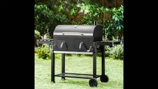 GREEN PARTY Barrel Charcoal Grill with Side Tables