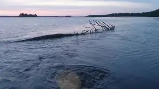 Таскают бревна по воде на моторе suzuki 2.5 DF - ЖЕСТЬ.