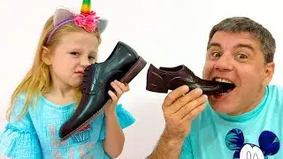 Nastya und Papa Geschichte über schädliche Süßigkeiten