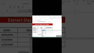 How to extract day name from date using excel-full video in the comments# excel vba  #yt video#short