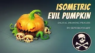 ISOMETRIC HALLOWEEN PUMPKIN in Photoshop! Digital Drawing Process ● Sephiroth Art