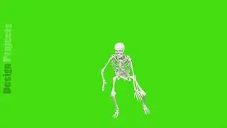 Skeleton dancing. Animation on green screen.