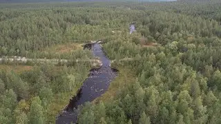 Река Валма у трассы Кола, Мурманская область. Съёмка с квадрокоптера