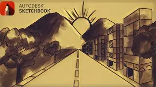 AutoDesk SketchBook | Drawing Tutorial Of A One Point Perspective City Road | Scenery Drawing.