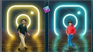 Neon Instagram glowing logo photo editing in picsart | How to edit Instagram glowing logo effect