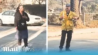 Moment LA firefighters catch 'alleged looter' stealing Emmy award