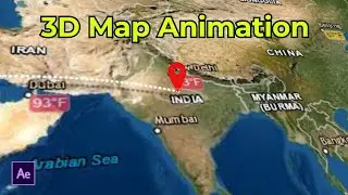 After Effects Tutorial | Create 3D Map Animation | Travel Map path Line Animation in after effects