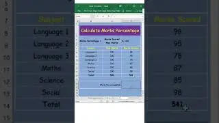 Calculate #Marks Percentage In Excel Short Video