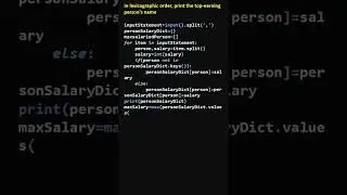 In lexicographic order, print the top-earning person's name using 