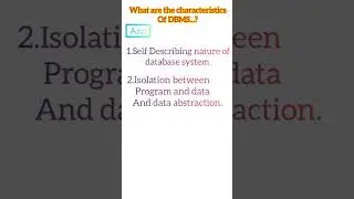 DBMS CHARACTERISTICS 