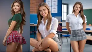 Girls Rock in Mini Skirts: AI Lookbook Girl in 4K.