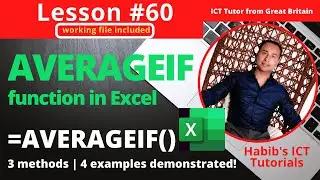 Lesson 60: The AVERAGEIF function in Excel | FREE Series of Microsoft Excel Lessons