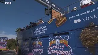 Dodgers arrive at stadium for big celebration