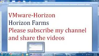 VMWare Horizon Farm Creation