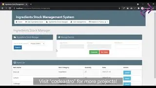 Ingredients Stock Management System in PHP MySQL with Source Code - CodeAstro