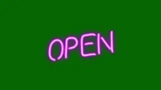 Neon Open Sign Effect Green Screen